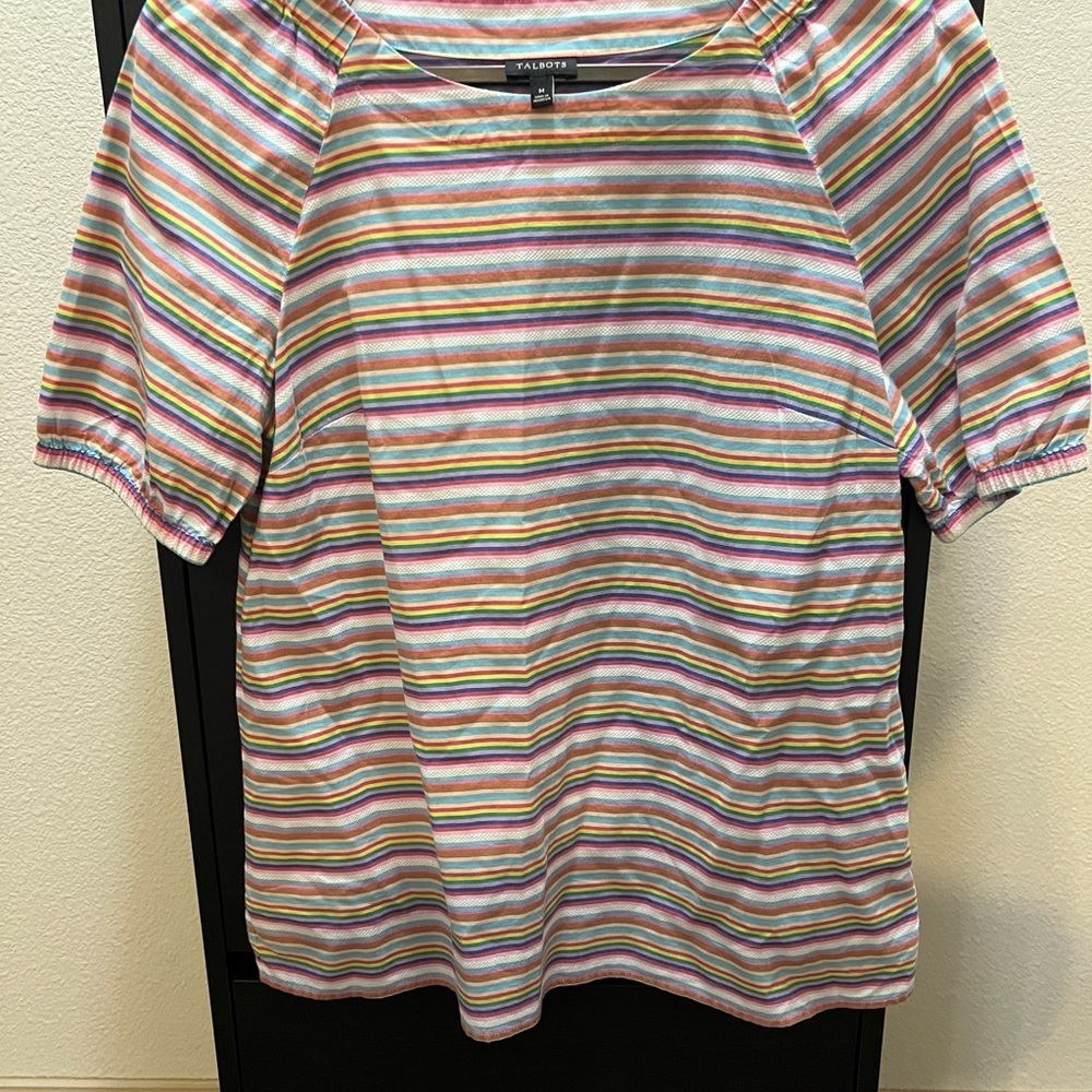 Talbots Square neck shirt rainbow Size M